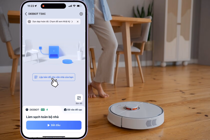 Lập bản đồ lần đầu trong app Ecovacs Home