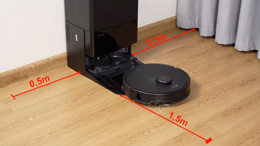 Sơ đồ khoảng trống chuẩn quanh dock sạc robot hút bụi