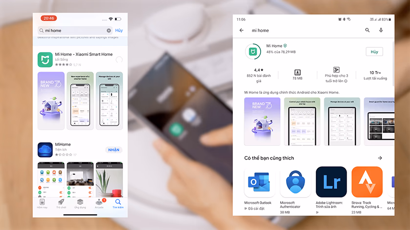 tải app Mi Home để kết nối robot hút bụi Xiaomi với điện thoại